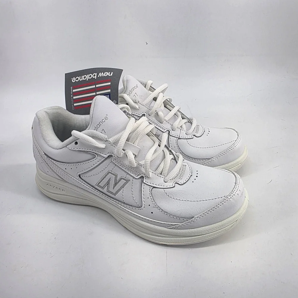 New‎ Balance 577 White Leather Walking Shoes WW577WT Womens 7.5 2A Narrow